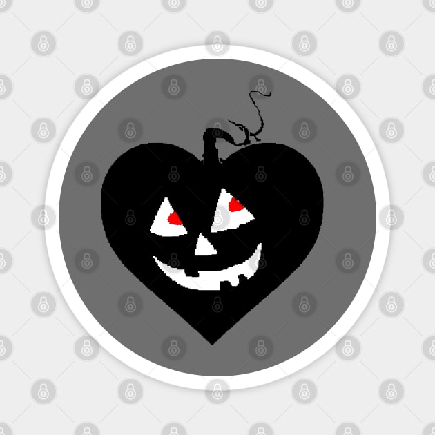 Happy Hallowin Party heart Halloween day red pumpkin pixel art Magnet by 4rpixs